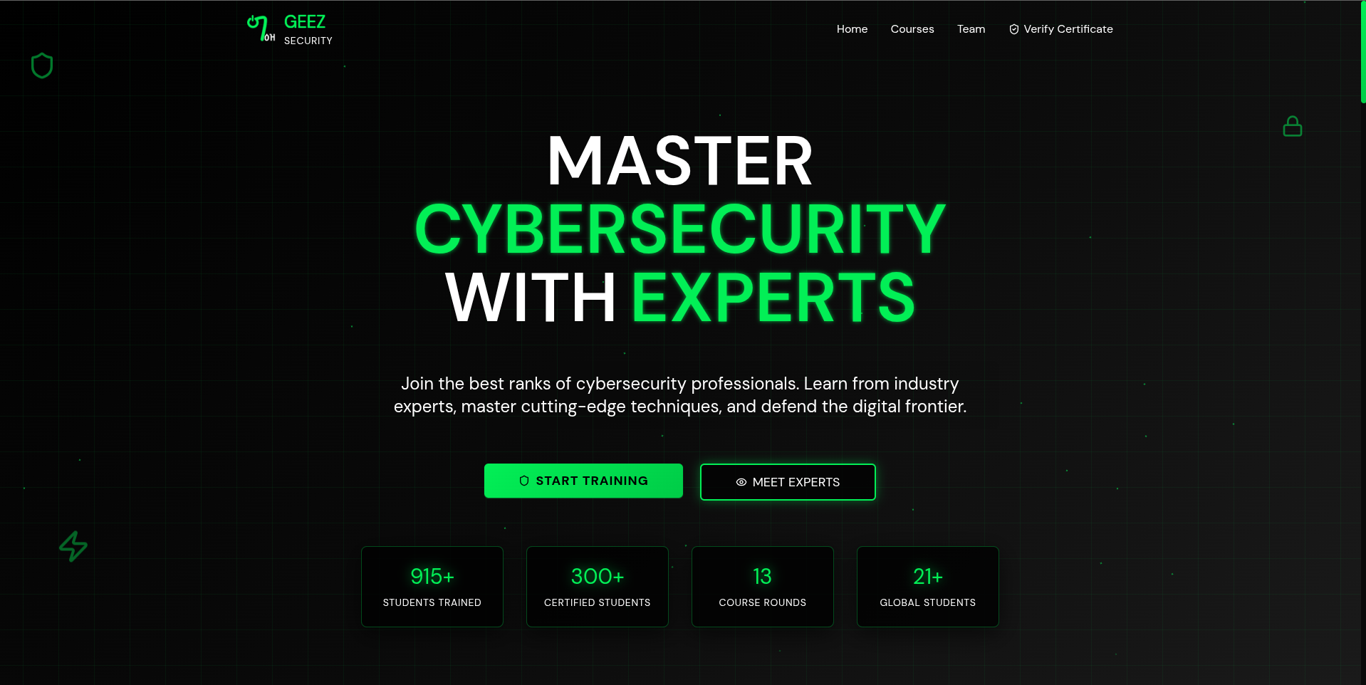 Geez Security Courses homepage