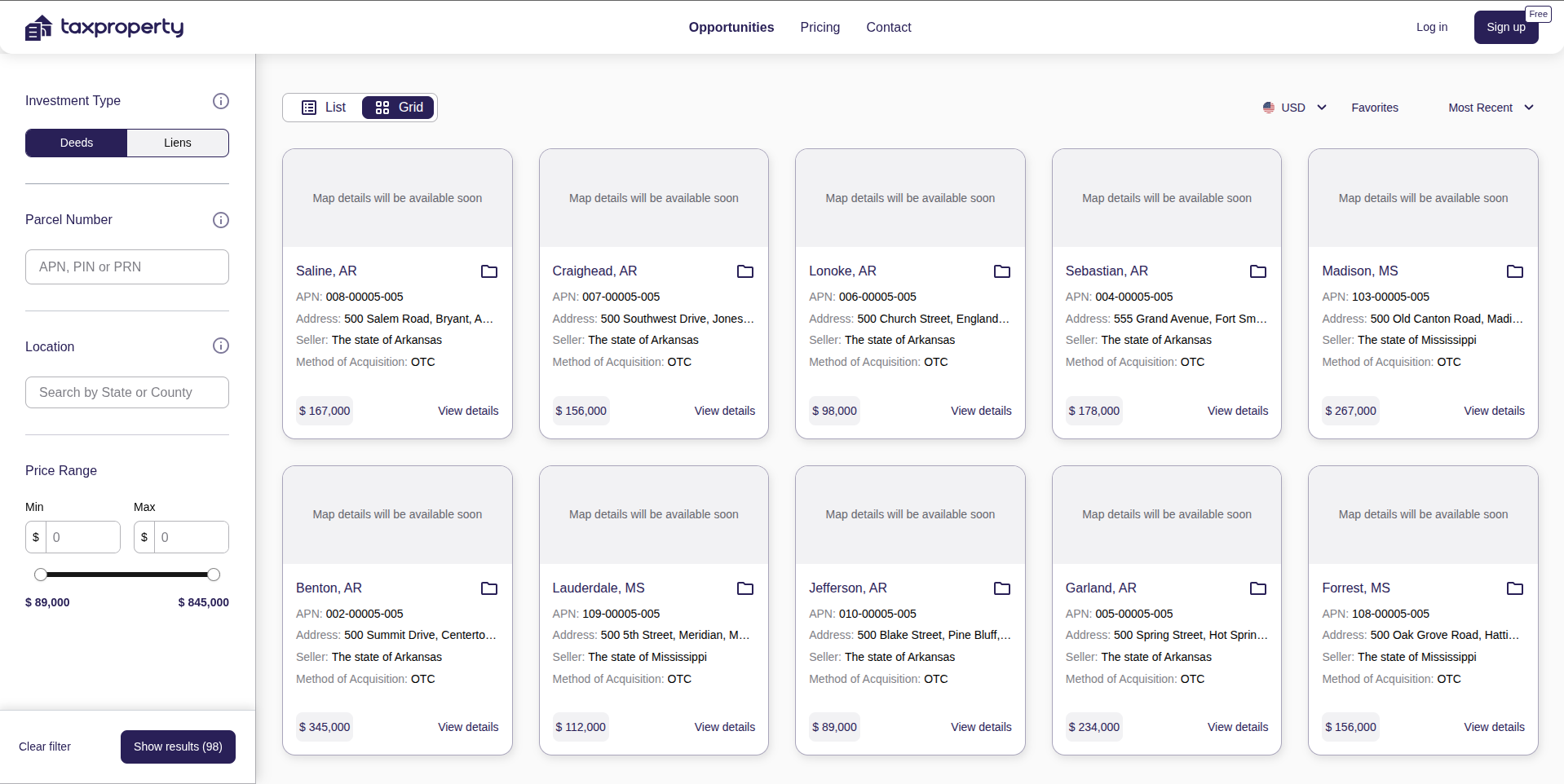 Tax Property homepage